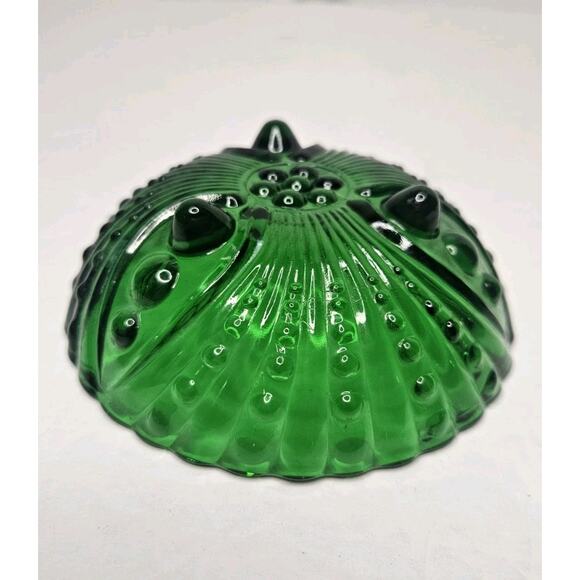 Vintage Anchor Hocking Bubble Dot Burple Forest Green Glass Footed Bowl 4.5" - Picture 6 of 8